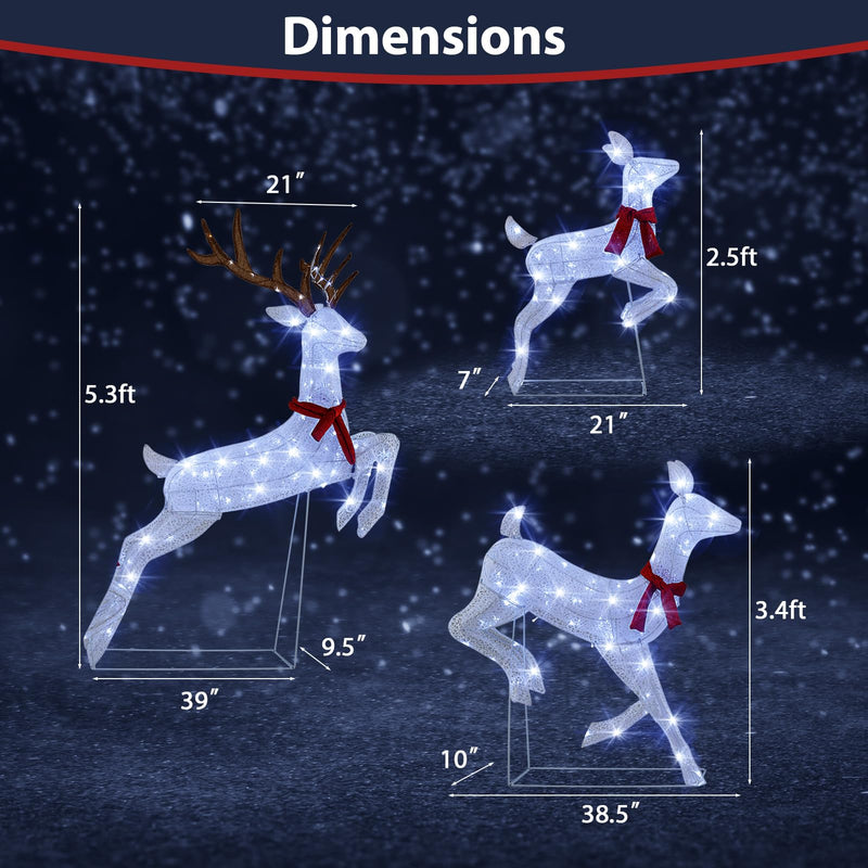 Load image into Gallery viewer, Goplus 3-Piece Large Lighted Christmas Reindeer Family, Light up Xmas Decorations w/255 LED Lights & Scarves