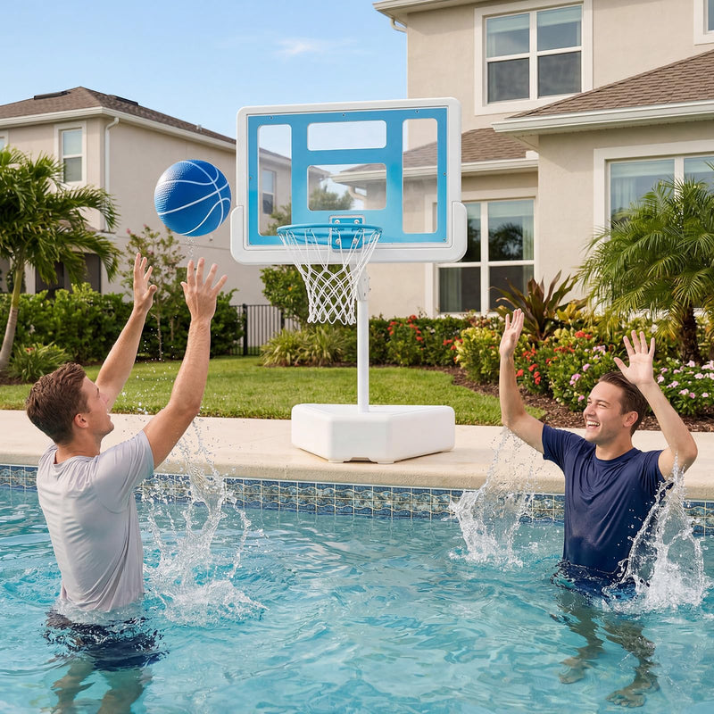 Load image into Gallery viewer, Goplus Pool Basketball Hoop w/Adjustable Height 2 Balls and Pump
