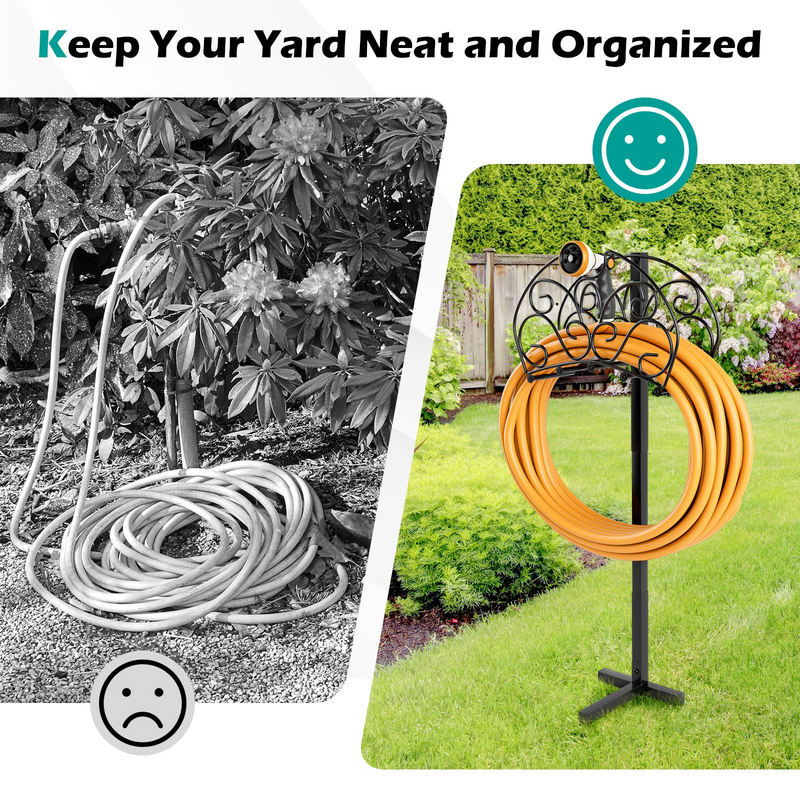 Load image into Gallery viewer, Goplus Garden Hose Holder, Detachable Metal Hose Stand Rack with 3 Anchor Points