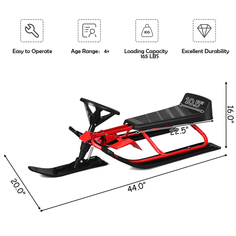 Load image into Gallery viewer, Snow Racer Sled, Ski Sled Slider Board with Twin Brakes