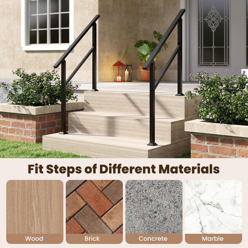 Load image into Gallery viewer, Goplus Handrail for Outdoor Steps Metal Hand Rail Fits 0-3 Steps