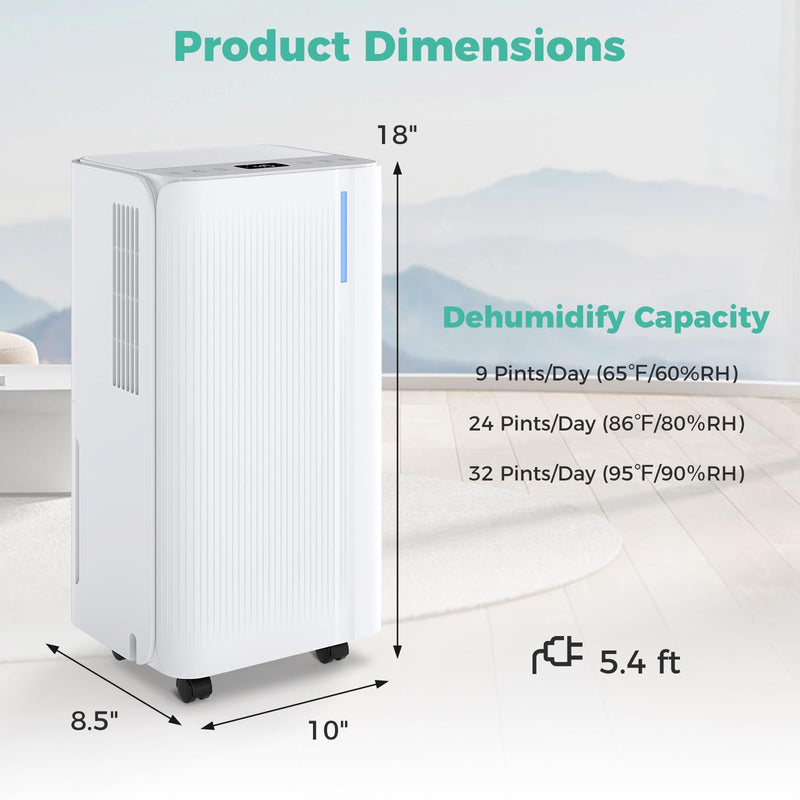 Load image into Gallery viewer, 32 Pints Dehumidifier for Home & Basement, 2000 Sq.ft Portable Dehumidifier with Drain Hose