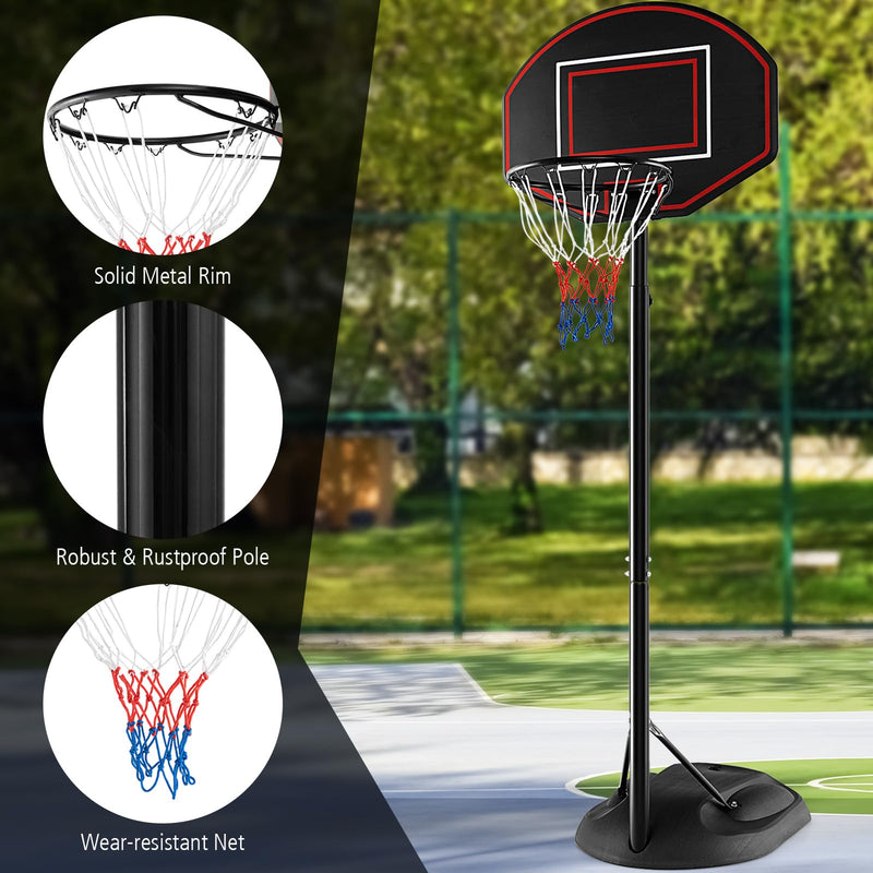 Load image into Gallery viewer, Goplus Portable Basketball Hoop Outdoor, 5.5-7.5 FT Basketball Goal with 5 Adjustable Height