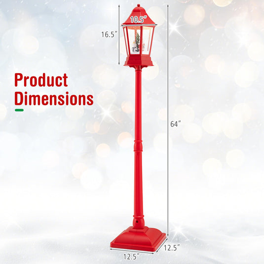 Goplus 5.3 Ft Christmas Snowy Street Lamp | 2-in-1 Musical Lamp Post & Snow Globe Lantern