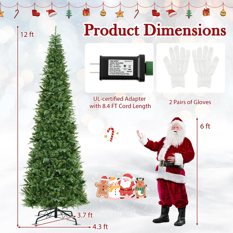 Load image into Gallery viewer, Goplus 12 FT Tall Pre-Lit Hinged Xmas Tree with Quick Power Connector