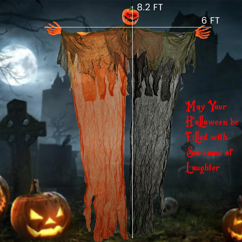 Load image into Gallery viewer, Goplus 6 Ft Hanging Halloween Decoration, Ghost Pumpkin Man with Red LED Eyes & Posable Arms