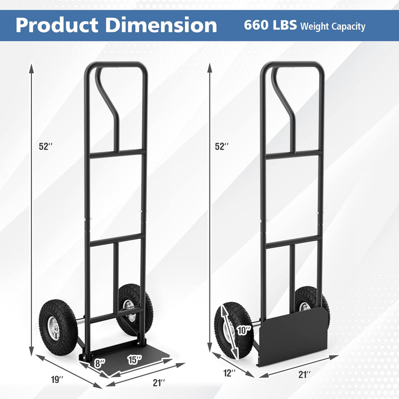 Load image into Gallery viewer, Goplus P-Handle Hand Truck, High Back Sack Barrow with 10" Wheels, Built-in Double Bearings and Foldable Load Plate
