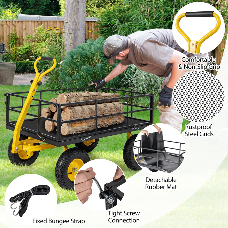 Load image into Gallery viewer, Goplus Utility Garden Wagon, Outdoor Platform Cart w/4 Removable Side Panels, 1200 LBS Load Capacity