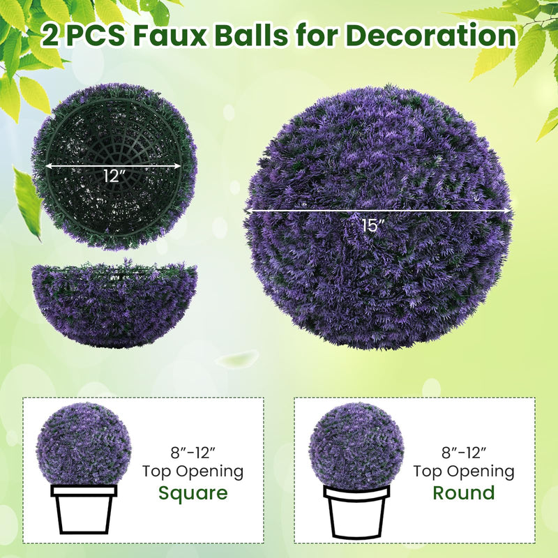 Load image into Gallery viewer, Goplus 2 PCS 15 Inch Artificial Plant Topiary Ball Round Faux Lavender Balls Outdoor