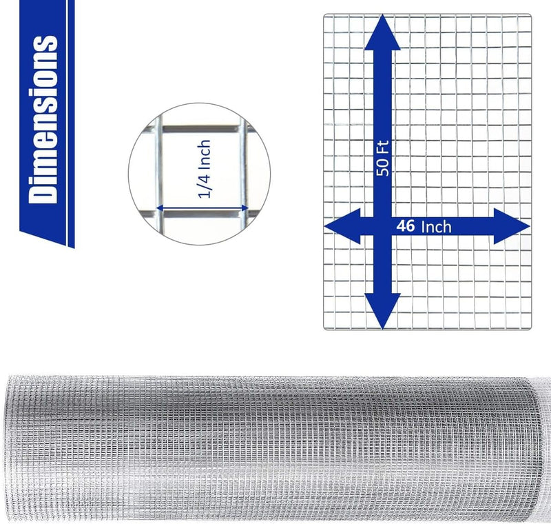 Load image into Gallery viewer, 48'' x 50' 1/4 inch Hardware Cloth, 23 Gauge Square Galvanized Chicken Wire