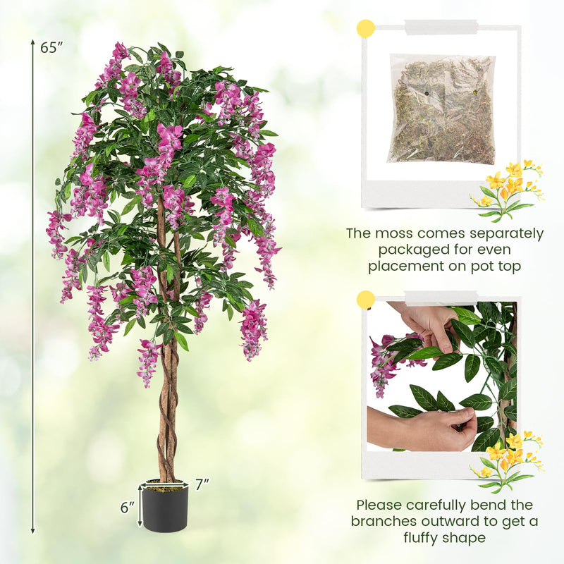 Load image into Gallery viewer, Goplus 5.5FT Faux Wisteria Tree in Nursery Pot with Blooming Flowers