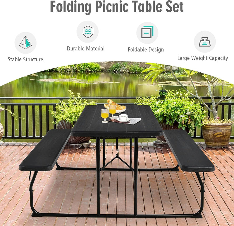 Load image into Gallery viewer, Goplus Foldable Picnic Table with Benches