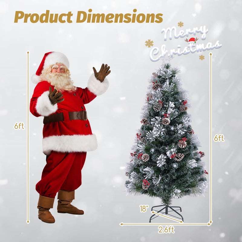 Load image into Gallery viewer, Goplus Pre-lit Fiber Optic Christmas Tree, Artificial Snowy Xmas Tree with 49 Cool White LED Lights