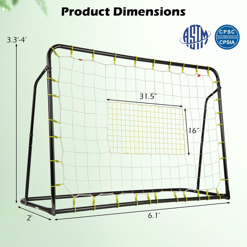 Load image into Gallery viewer, Goplus 6FT x4FT Soccer Net, 2 in 1 Soccer Rebounder Soccer Goal w/Shooting Auxiliary Area