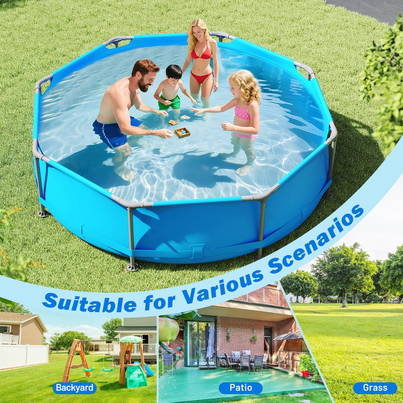 Load image into Gallery viewer, Goplus 10' x 10' x 30'' Metal Frame Family Pool Set w/PVC Fabric & Drainage Valve Connector