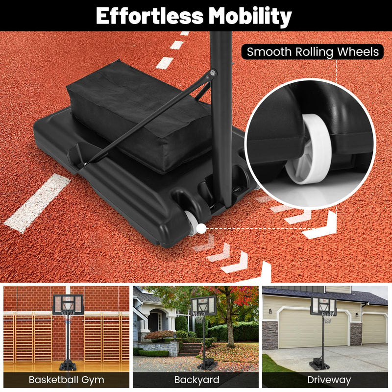 Load image into Gallery viewer, Goplus 4.4-10 ft Adjustable Basketball Hoop Outdoor w/ 44" Shatterproof Backboard & Weight Bag