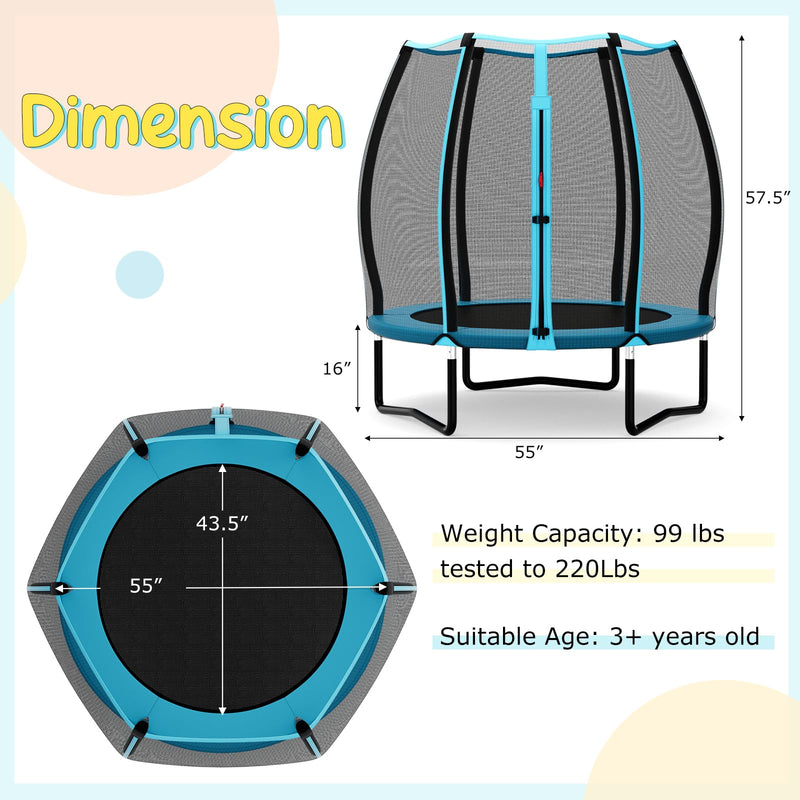 Load image into Gallery viewer, Goplus 55" Trampoline for Kids, ASTM Approved Toddler Mini Trampoline w/Safety Enclosure Net
