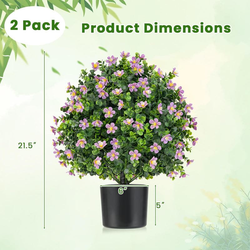 Load image into Gallery viewer, Goplus Set of 2 Faux Potted Plants Artificial Shrubs Bushes with Flowers