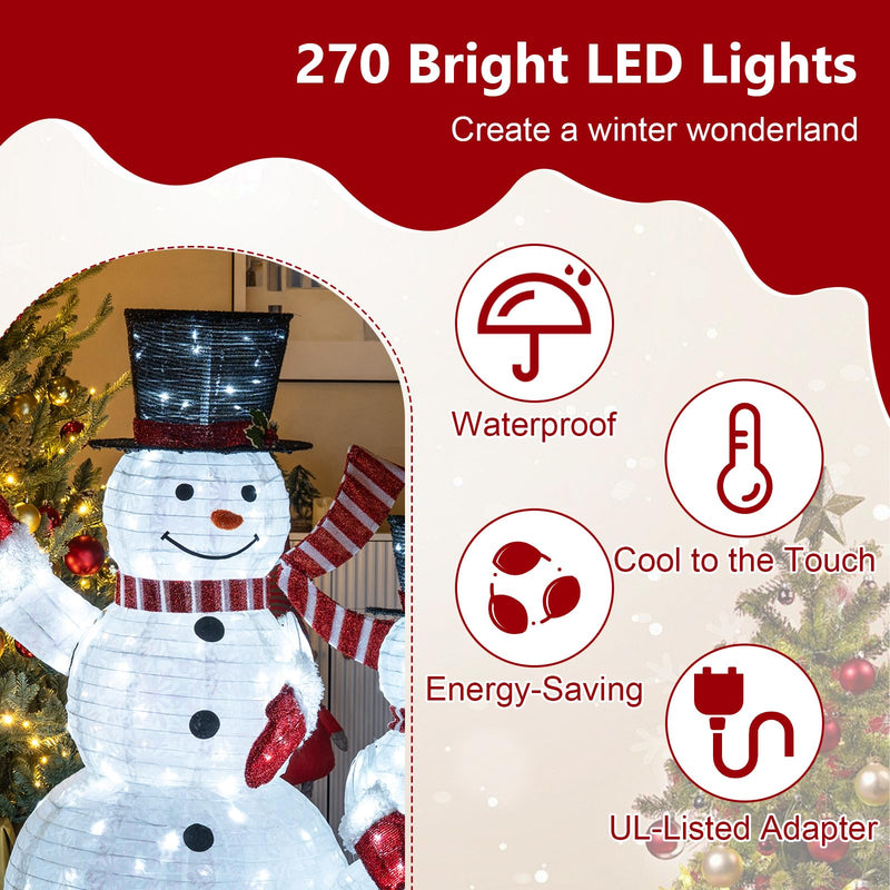 Load image into Gallery viewer, 3-Piece Pre-Lit 3D Snowman Set with 270 LED Lights