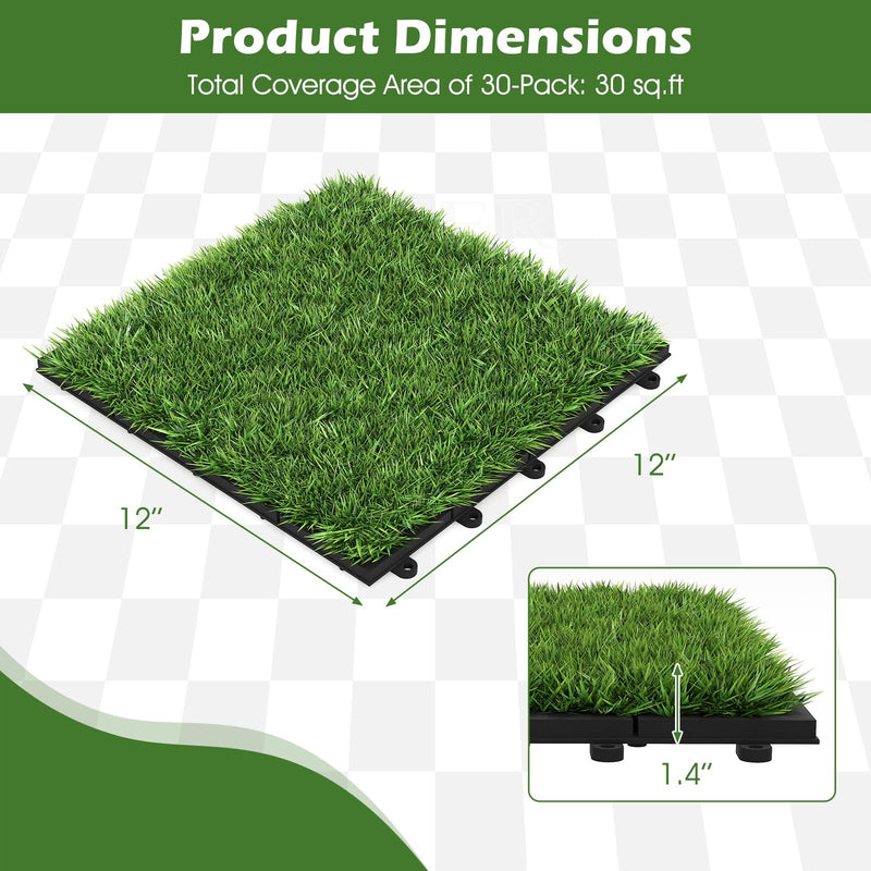 Load image into Gallery viewer, Goplus 12” x 12” Pack of 30 Fake Grass Turf Tiles Set