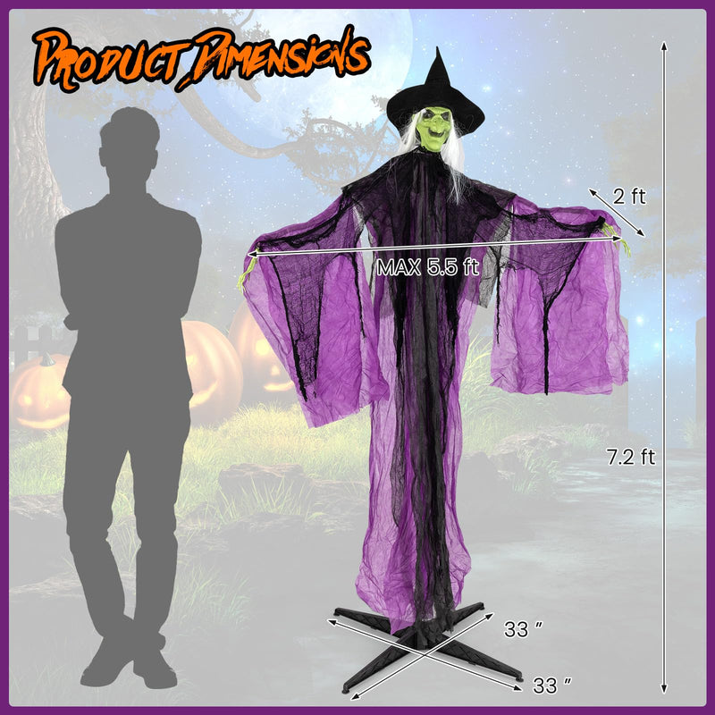 Load image into Gallery viewer, Goplus 7.2 FT Halloween Animatronic Witch, Animated Standing Poseable Figure with Light up Eyes