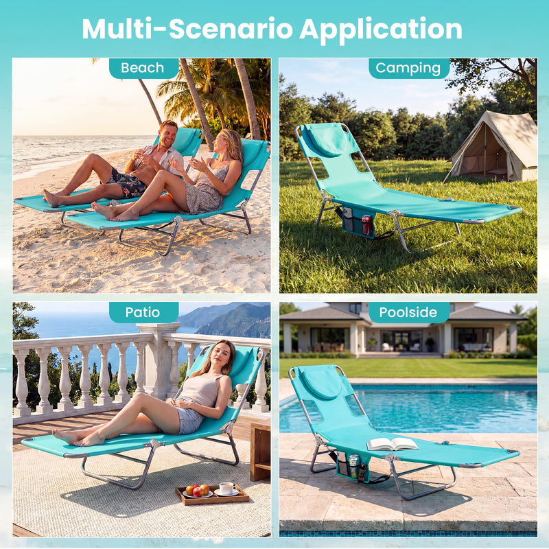 Load image into Gallery viewer, Goplus Tanning Chair Folding Beach Lounge Chair w/5-Position Adjustable Backrest