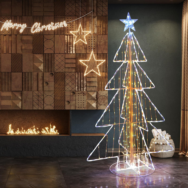 Load image into Gallery viewer, Goplus 5 FT LED Lighted Cone Tree, Indoor & Outdoor Xmas Decoration with Star Topper & Round Base