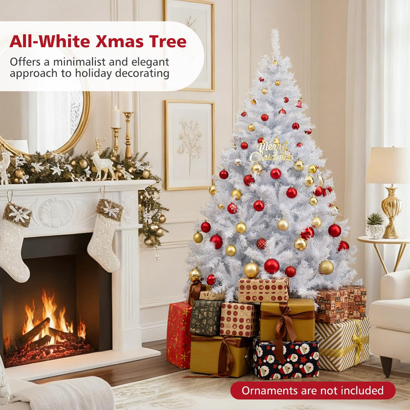 Load image into Gallery viewer, Goplus White Pre-Lit Artificial Christmas Tree with Warm White & 3-Color LED Lights