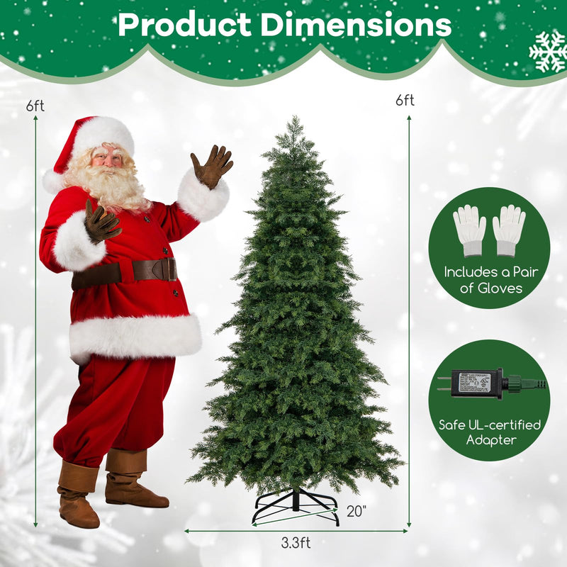 Load image into Gallery viewer, Goplus 6ft Pre-Lit Artificial Christmas Tree with 300 Multicolored & Warm White LED Lights, 11 Modes, Remote Control, 721 PVC & PE Tips
