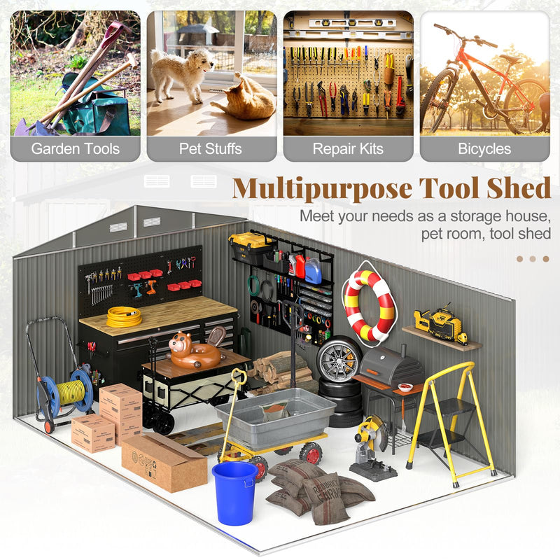 Load image into Gallery viewer, Goplus 10 x 14 FT Outdoor Storage Shed with Improved Windproof Metal Structure