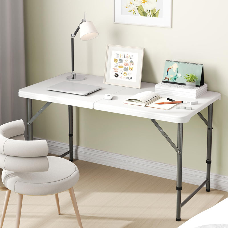 Load image into Gallery viewer, Goplus Portable 4 Foot Plastic Folding Table, 400 LBS Indoor Outdoor Heavy Duty Adjustable Folding Tables with HDPE Tabletop