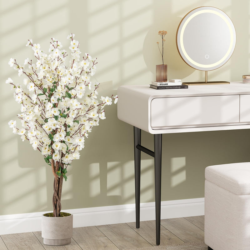 Load image into Gallery viewer, Goplus 47” Faux Plum Blossom Plant with White Fabric Flower