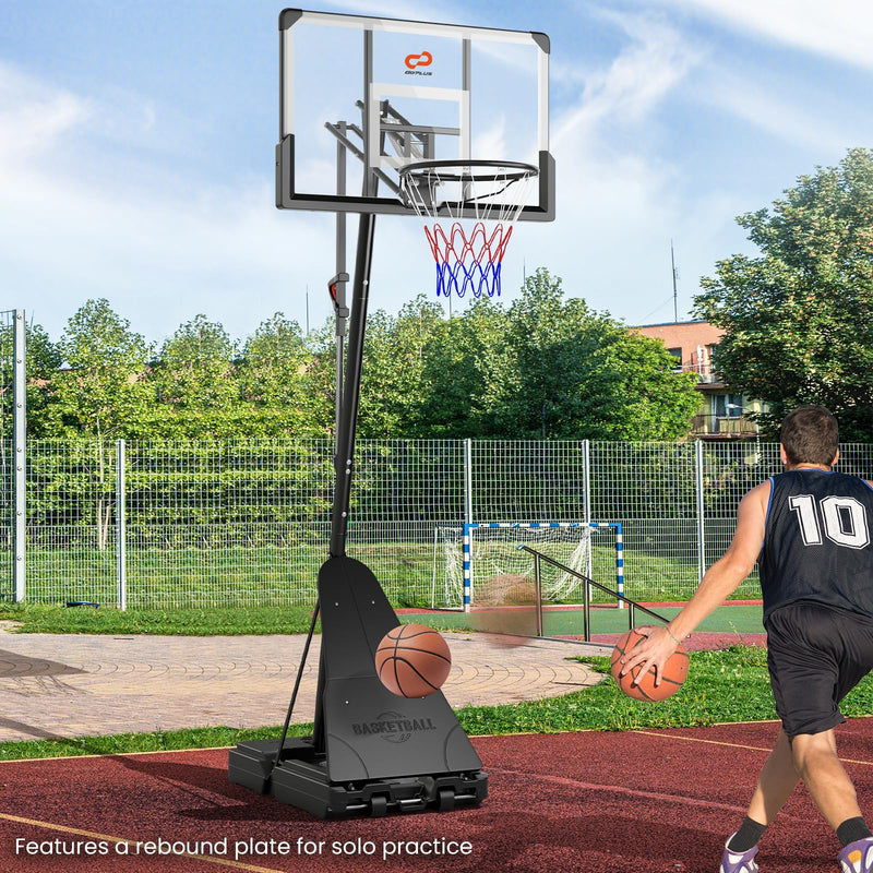 Load image into Gallery viewer, Goplus Basketball Hoop Outdoor, 4.9-10 FT Quickly Height Adjusted Basketball Goal System with 44 Inch PC Backboard