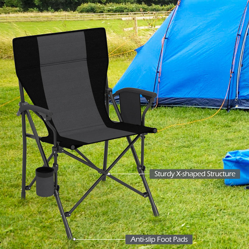 Load image into Gallery viewer, Goplus 350 LBS Portable Lawn Chair for Adults with Padded Armrests and Cup Holder