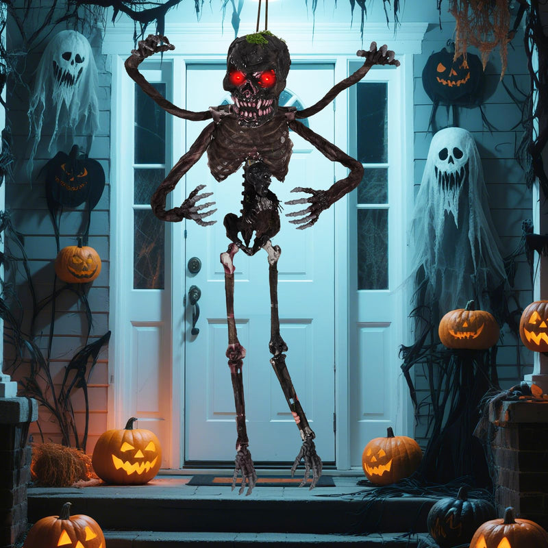 Load image into Gallery viewer, Goplus 6 FT Animated Halloween Decoration Hanging Zombie Sound-Activated Skeleton Decoration