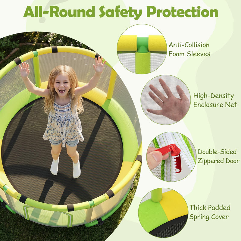 Load image into Gallery viewer, Goplus Trampoline for Kids with Enclosure Adjustable Gymnastics Bar Swing & Basketball Hoop