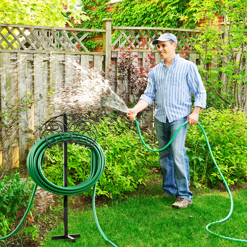 Load image into Gallery viewer, Goplus Garden Hose Holder, Detachable Metal Hose Stand Rack with 3 Anchor Points