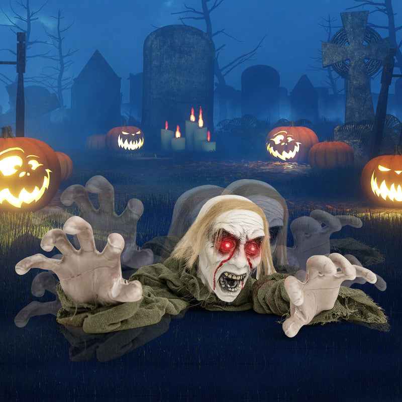 Load image into Gallery viewer, Goplus Halloween Skeleton Groundbreaker Decoration, Sound-Actived Halloween Party Decoration