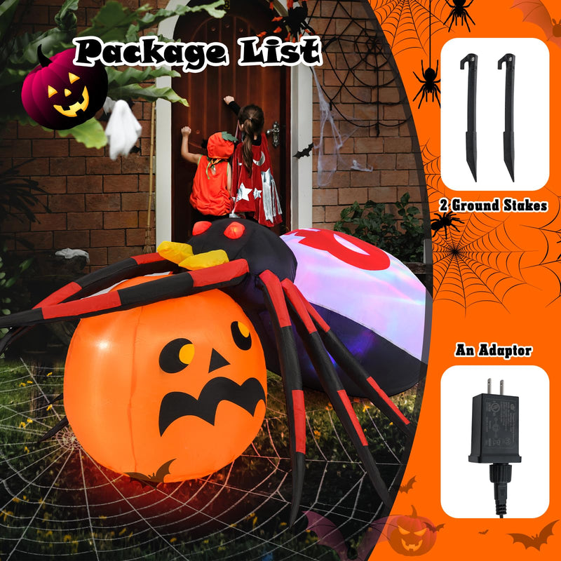 Load image into Gallery viewer, Goplus 5 FT Halloween Inflatable Spider with Pumpkin, LED Lighted Halloween Decoration