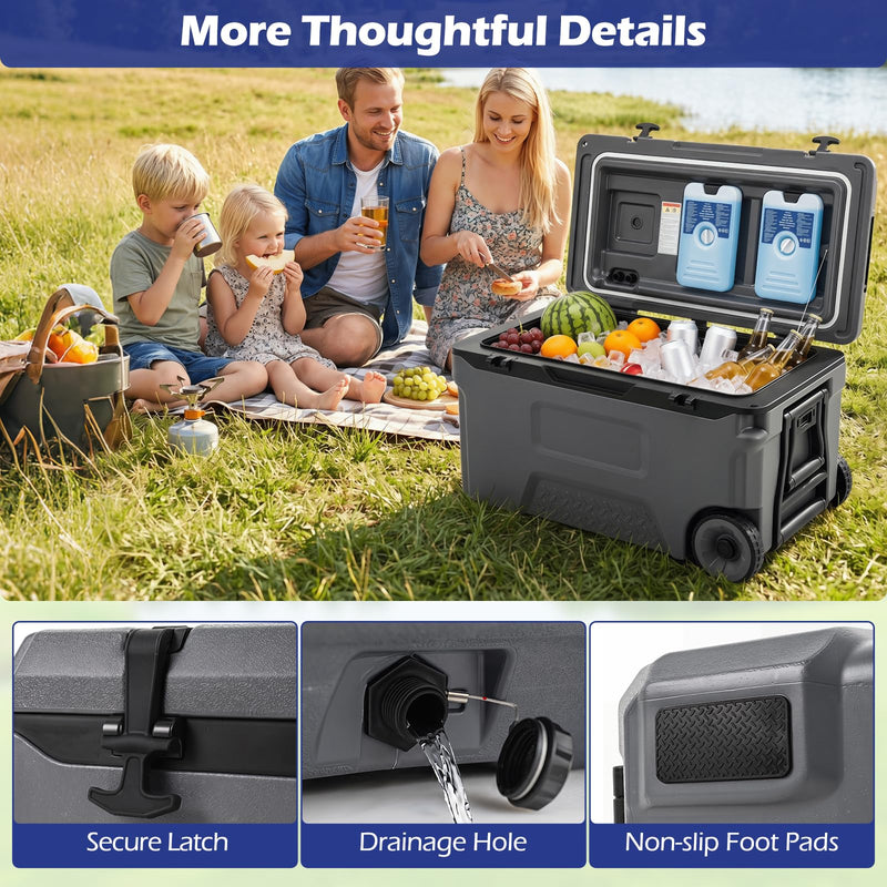 Load image into Gallery viewer, Goplus 53/74 QT Insulated Hard Cooler Portable Rolling Cooler w/Wheels