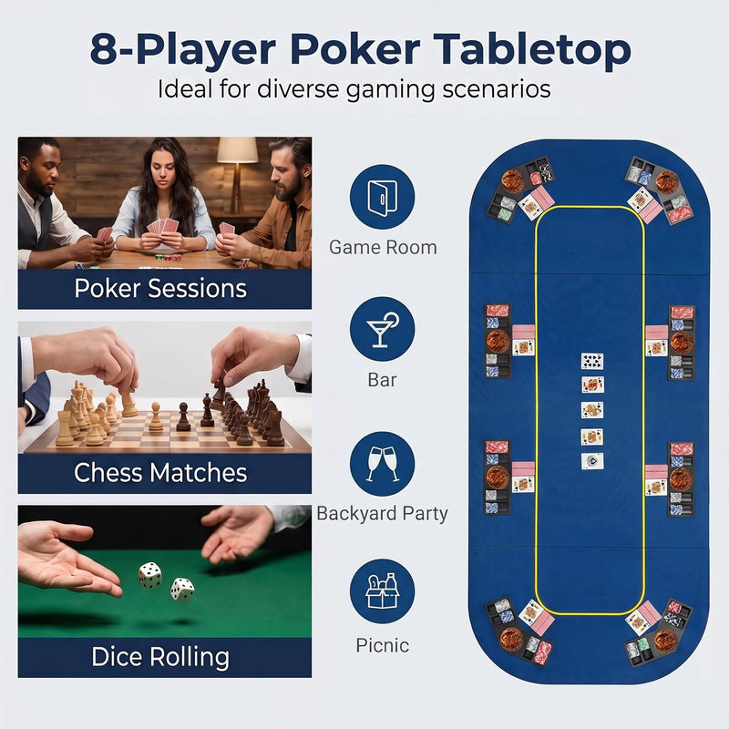 Load image into Gallery viewer, Goplus 79 x 36 Inch Poker Table Top | Foldable 8 Player Texas Holdem Poker Table Topper