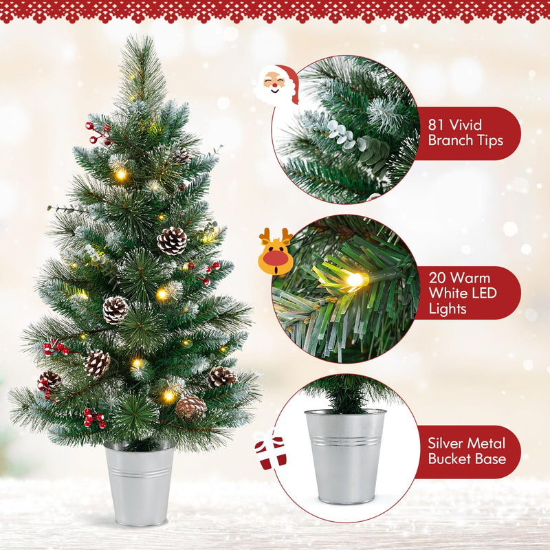 Load image into Gallery viewer, Goplus 3ft Pre-Lit Mini Tabletop Christmas Tree with 20 Warm White LED Lights, 8 Modes, Timer, 81 PVC & Pine Needles