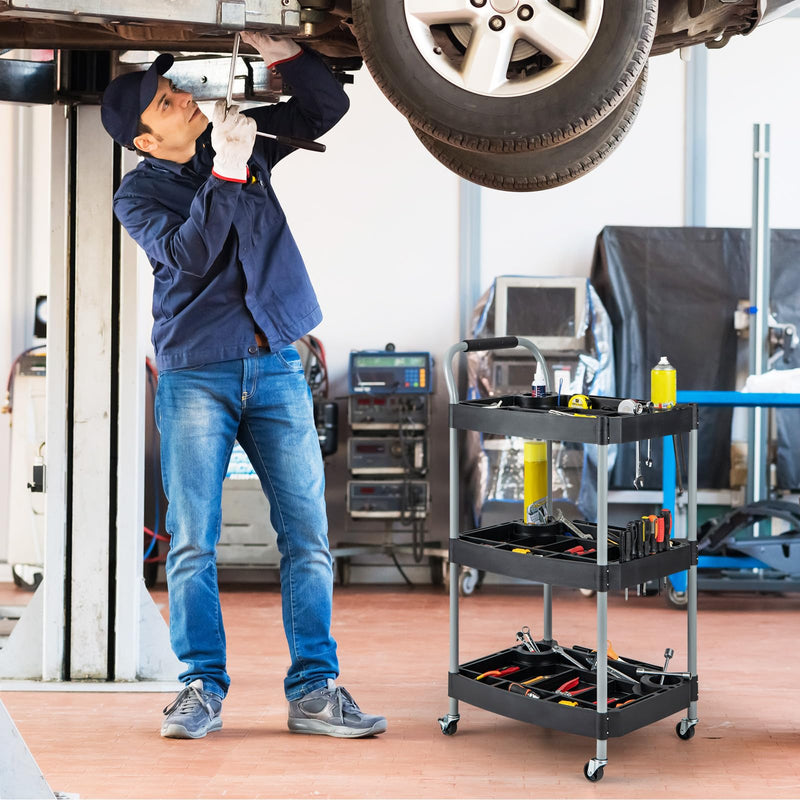 Load image into Gallery viewer, Goplus 3-Tier Rolling Tool Cart, Mobile Service Cart with Storage Compartment