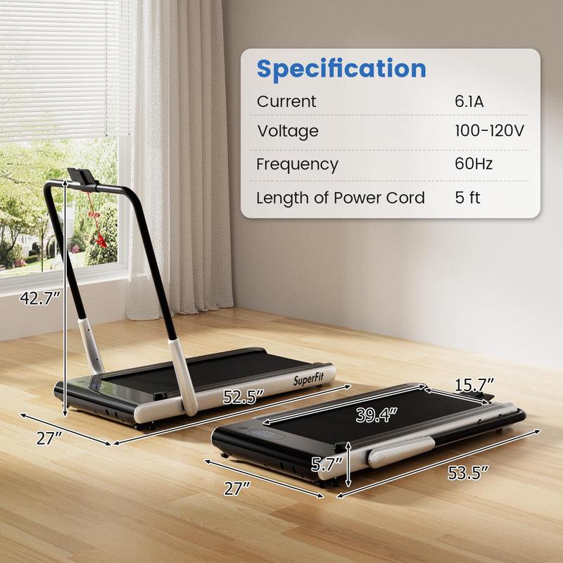 Load image into Gallery viewer, Goplus 340 LBS Capacity Walking Pad with Handle Bar Under Desk Treadmill with Apps