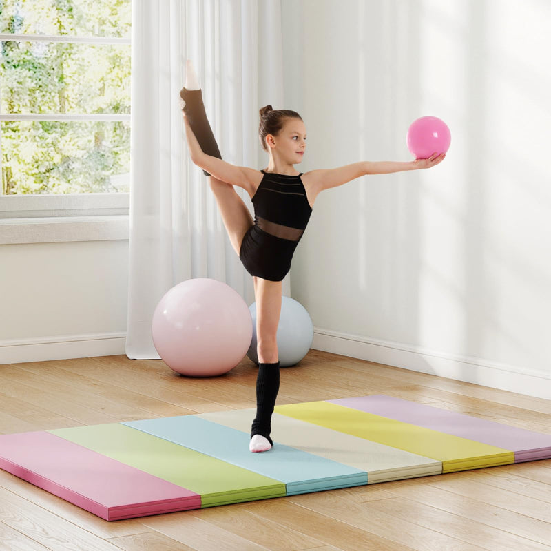 Load image into Gallery viewer, Goplus 6'x4' 3-Panel Folding Tumbling Mat w/Carrying Handles Hook&Loop Fastener