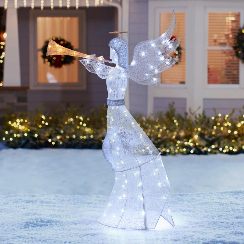 Load image into Gallery viewer, Goplus 5 FT Lighted Trumpeting Angel, Light-up Christmas Angel with LED Lights
