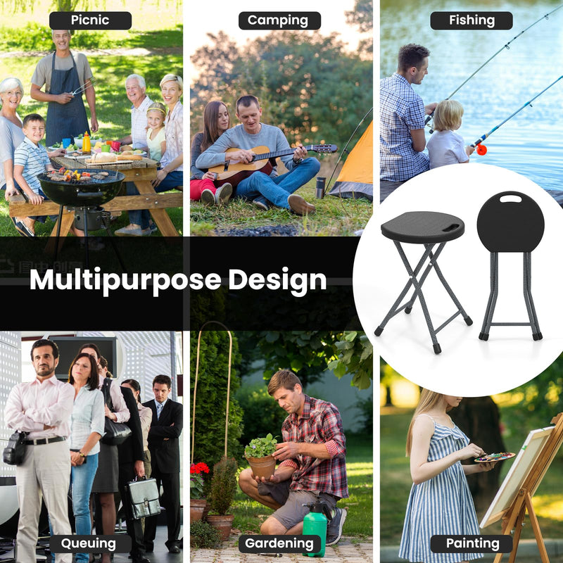 Load image into Gallery viewer, Goplus Folding Stool Collapsible Round Stool with Handle for Fishing Hiking Gardening BBQ