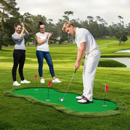 Goplus 10x5FT Large Golf Putting Green with 3 Holes & 3 Flags
