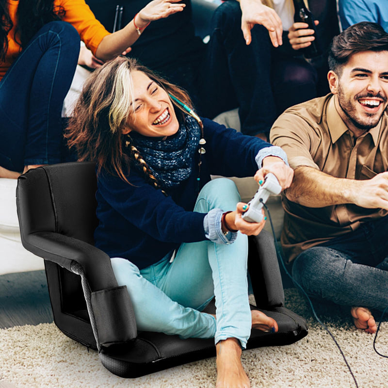 Load image into Gallery viewer, Goplus Stadium Seating for Bleachers, Folding Bleacher Chair with Back Support, 6 Reclining Positions