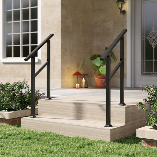 Goplus Metal Hand Rail Fits 0-2 Steps with Flexible Angle Adjustment